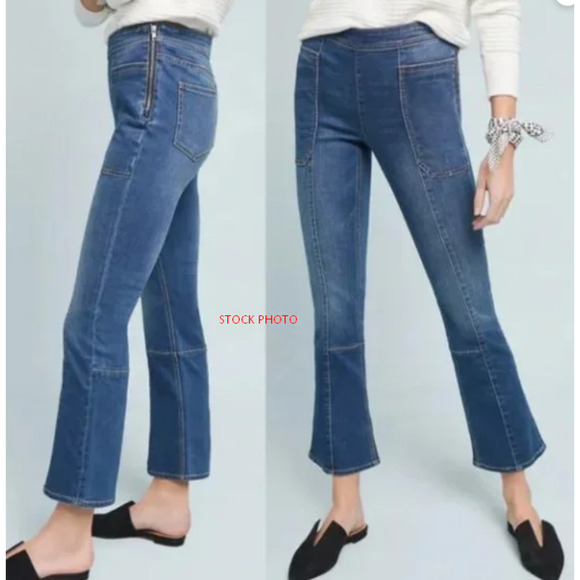 Anthropologie Pilcro Letterpress Sz 25 High-Rise Jeans Cropped Bootcut Side Zip - Picture 3 of 13